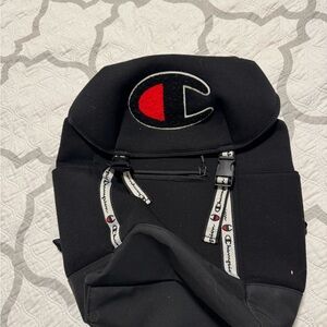 Champion Black and Red Logo Backpack